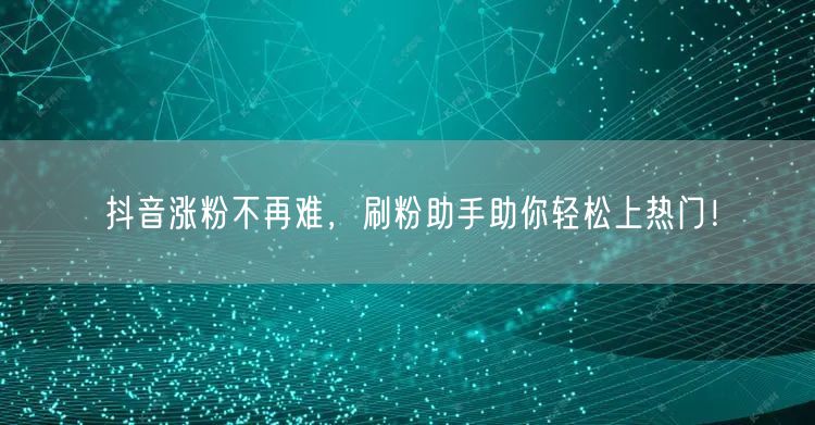 抖音涨粉不再难，刷粉助手助你轻松上热门！