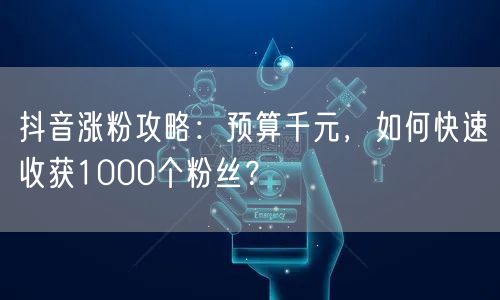 抖音涨粉攻略：预算千元，如何快速收获1000个粉丝？