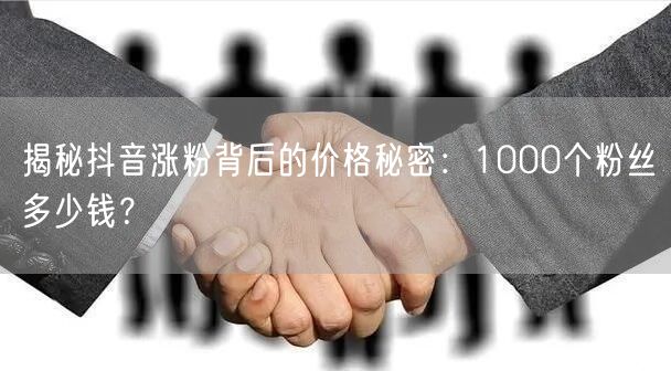 揭秘抖音涨粉背后的价格秘密：1000个粉丝多少钱？