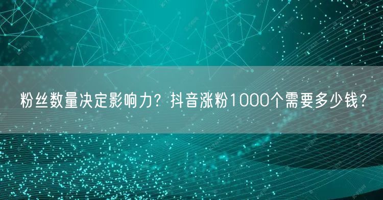 粉丝数量决定影响力？抖音涨粉1000个需要多少钱？