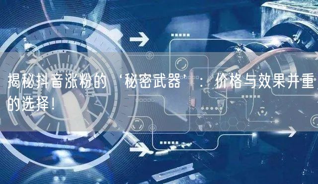 揭秘抖音涨粉的‘秘密武器’：价格与效果并重的选择！