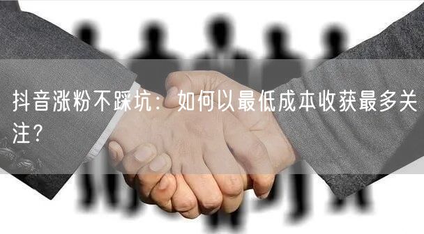 优化后的标题：抖音涨粉低成本收获关注，策略优化，避免踩坑！