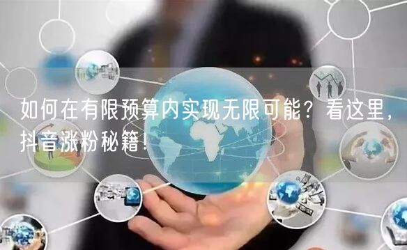 优化后的标题：抖音涨粉，有限预算也能无限可能，看这里，涨粉秘籍大公开！