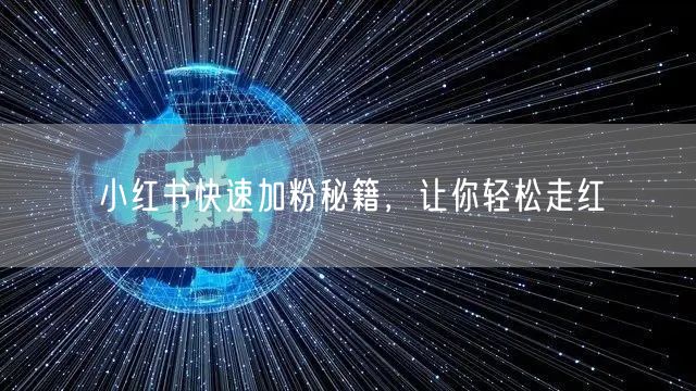 小红书快速加粉秘籍，让你轻松走红