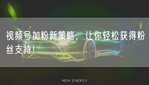 视频号加粉新策略，让你轻松获得粉丝支持！