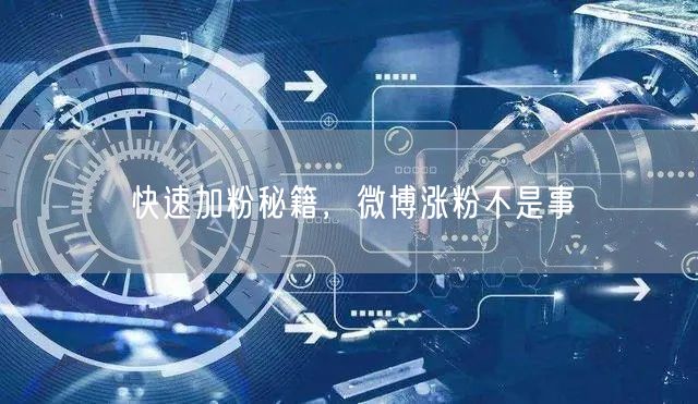 快速加粉秘籍，微博涨粉不是事
