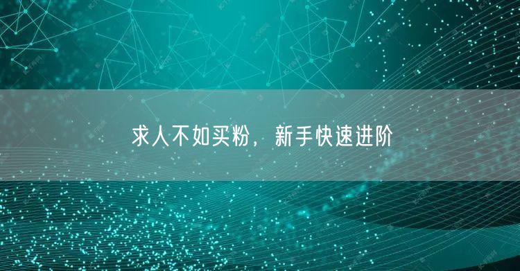 求人不如买粉，新手快速进阶