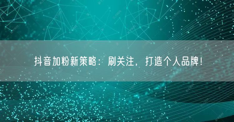 抖音加粉新策略：刷关注，打造个人品牌！