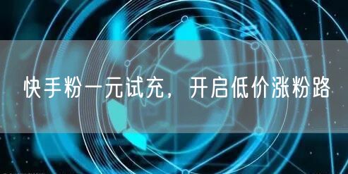 快手粉一元试充，开启低价涨粉路