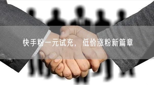 快手粉一元试充，低价涨粉新篇章