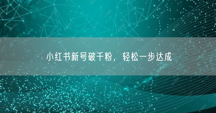小红书新号破千粉，轻松一步达成