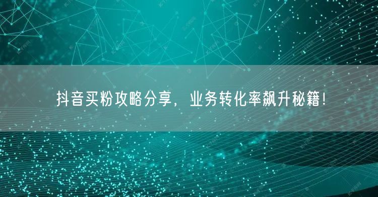 抖音买粉攻略分享，业务转化率飙升秘籍！