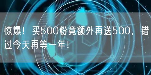 惊爆！买500粉竟额外再送500，错过今天再等一年！
