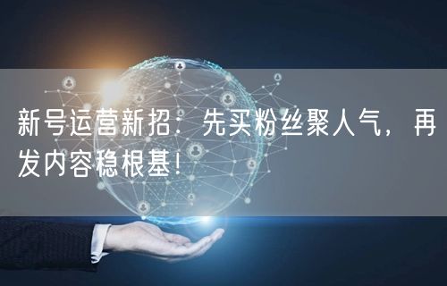 新号运营新招：先买粉丝聚人气，再发内容稳根基！