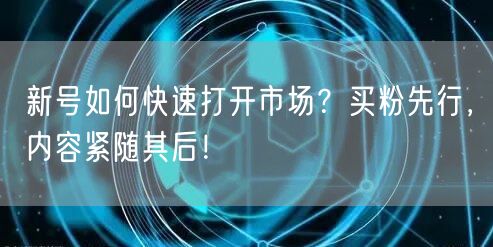 新号如何快速打开市场？买粉先行，内容紧随其后！