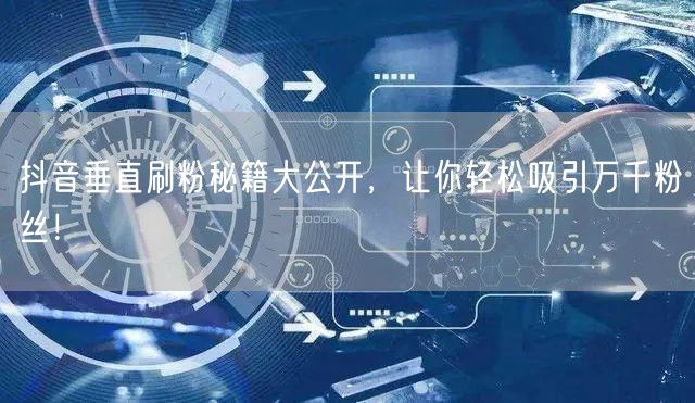 抖音垂直刷粉秘籍大公开，让你轻松吸引万千粉丝！