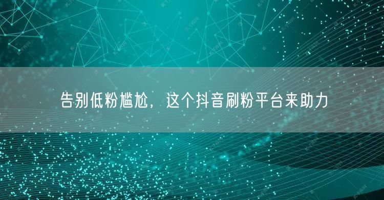 告别低粉尴尬，这个抖音刷粉平台来助力