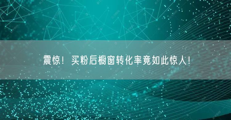 震惊！买粉后橱窗转化率竟如此惊人！