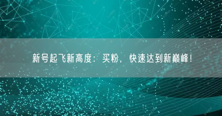 新号起飞新高度：买粉，快速达到新巅峰！