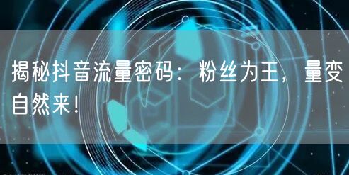 揭秘抖音流量密码：粉丝为王，量变自然来！