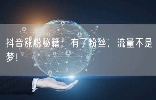 抖音涨粉秘籍：有了粉丝，流量不是梦！
