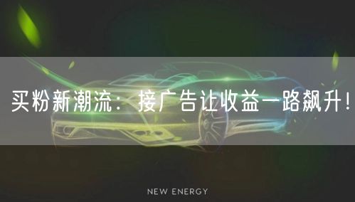买粉新潮流：接广告让收益一路飙升！