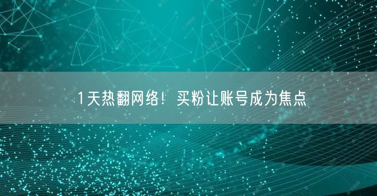 1天热翻网络！买粉让账号成为焦点