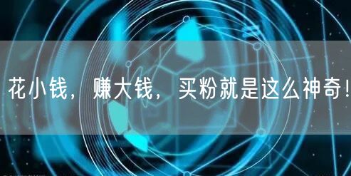 花小钱，赚大钱，买粉就是这么神奇！