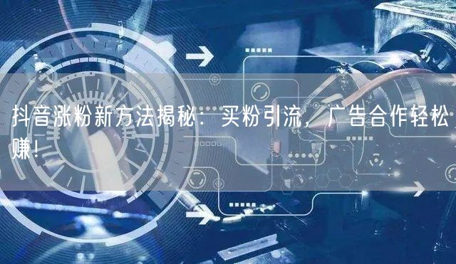 抖音涨粉新方法揭秘：买粉引流，广告合作轻松赚！