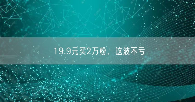 19.9元买2万粉，这波不亏