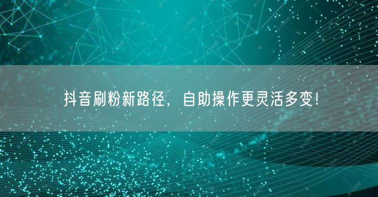 抖音刷粉新路径，自助操作更灵活多变！