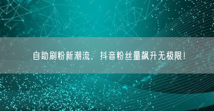 自助刷粉新潮流，抖音粉丝量飙升无极限！