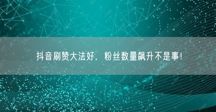 抖音刷赞大法好，粉丝数量飙升不是事！
