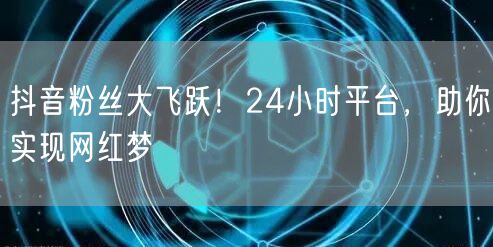 抖音粉丝大飞跃！24小时平台，助你实现网红梦