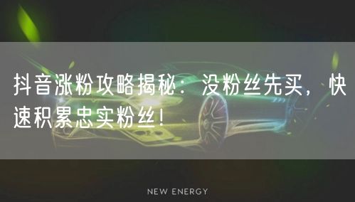 抖音涨粉攻略揭秘：没粉丝先买，快速积累忠实粉丝！