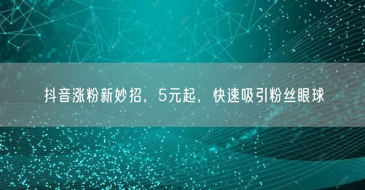 抖音涨粉新妙招，5元起，快速吸引粉丝眼球
