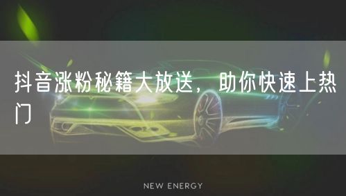 抖音涨粉秘籍大放送，助你快速上热门