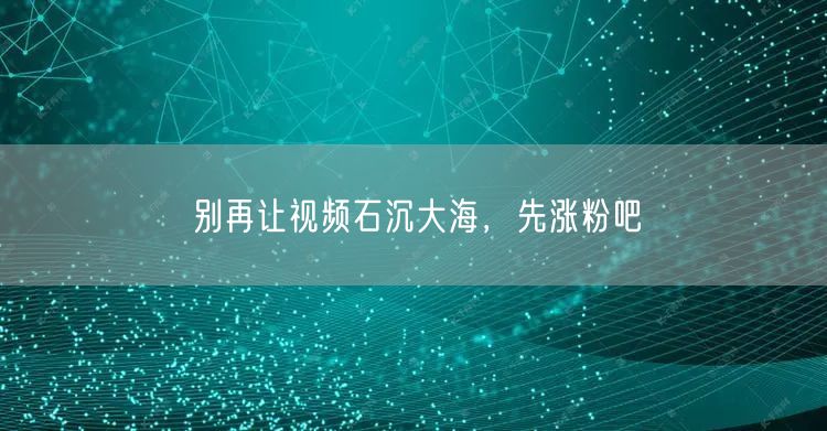 别再让视频石沉大海，先涨粉吧