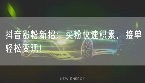 抖音涨粉新招：买粉快速积累，接单轻松变现！