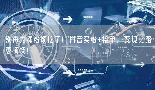 别再为涨粉烦恼了！抖音买粉+接单，变现之路更顺畅！