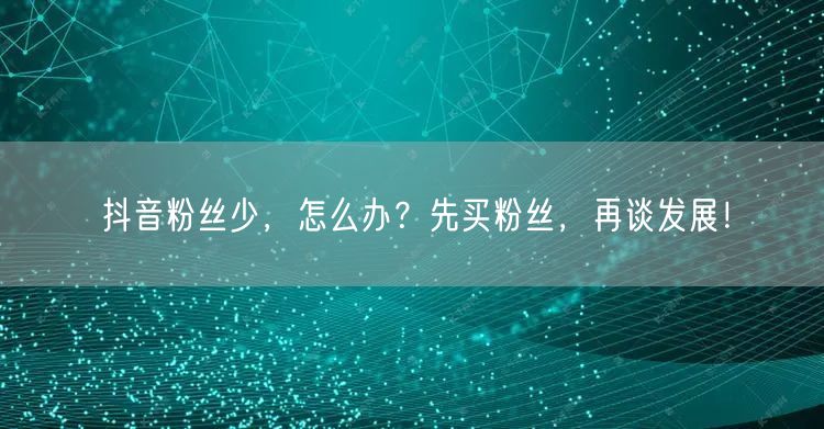 抖音粉丝少，怎么办？先买粉丝，再谈发展！