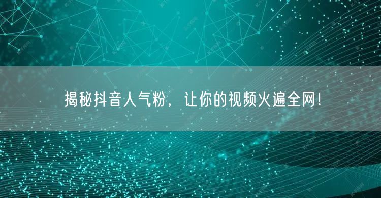 揭秘抖音人气粉，让你的视频火遍全网！