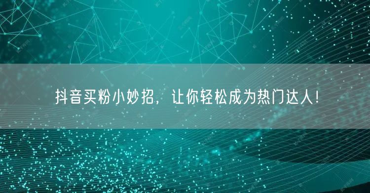 抖音买粉小妙招，让你轻松成为热门达人！