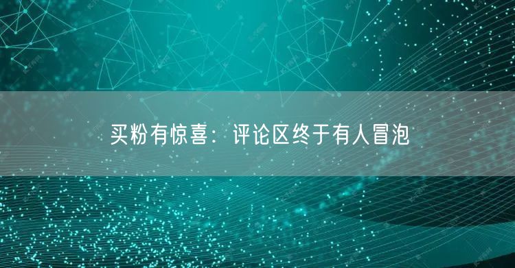 买粉有惊喜：评论区终于有人冒泡