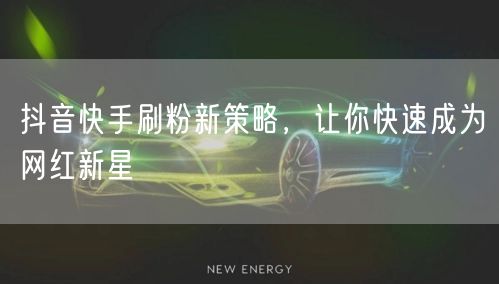 抖音快手刷粉新策略，让你快速成为网红新星