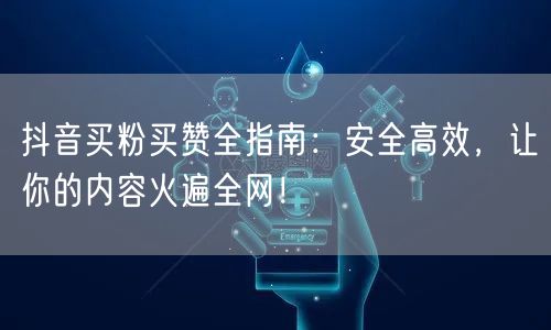 抖音买粉买赞全指南：安全高效，让你的内容火遍全网！