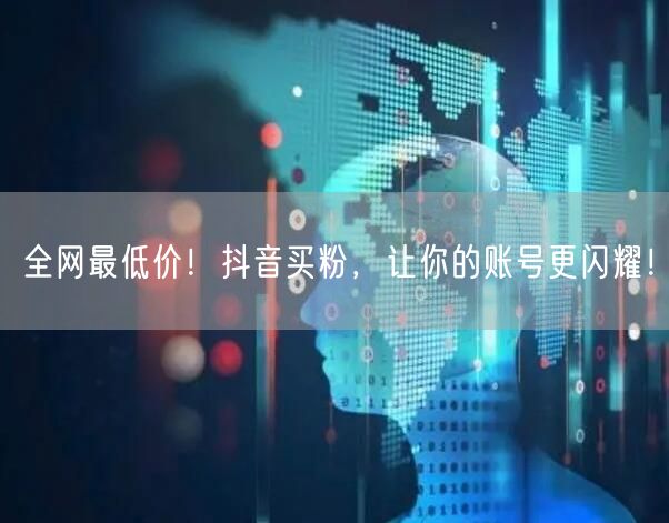 全网最低价！抖音买粉，让你的账号更闪耀！