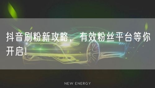 抖音刷粉新攻略，有效粉丝平台等你开启！