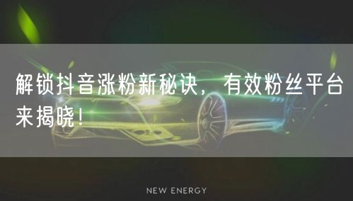 解锁抖音涨粉新秘诀，有效粉丝平台来揭晓！
