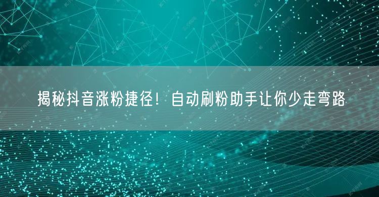 揭秘抖音涨粉捷径！自动刷粉助手让你少走弯路